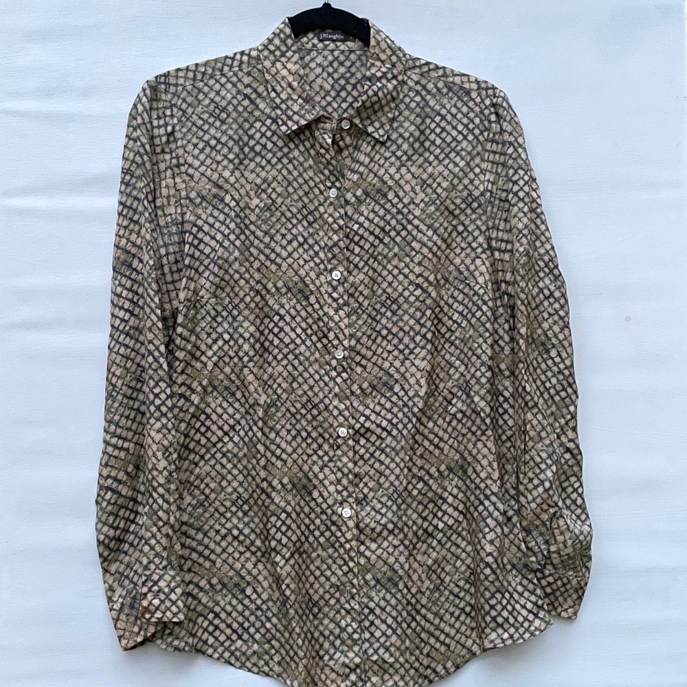 McLaughlin Womens Top Small Snake Print Silk Blend Blouse Sophisticated Capsule